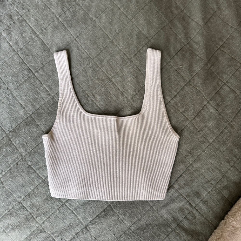 Babaton Sculpt Knit Squareneck Cropped Tank Top - White